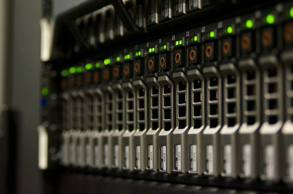 Managed hosting servers with status lights