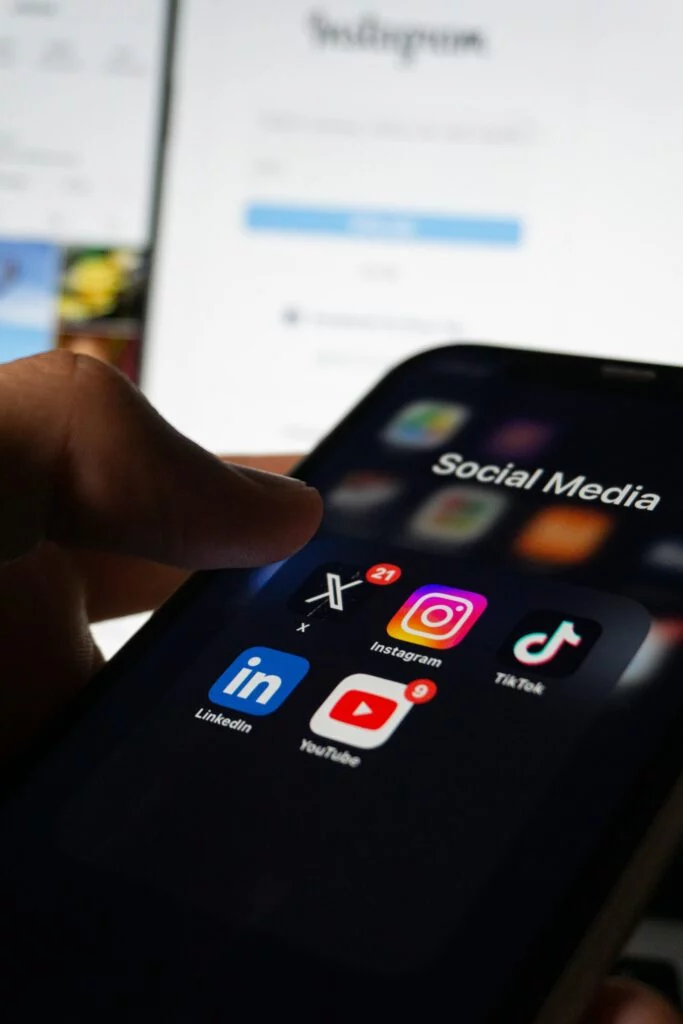 Smartphone showing social media apps